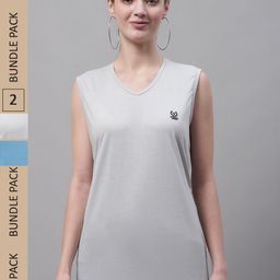 VIMAL JONNEY Pack Of 2 V-Neck Gym T-shirt-image-55