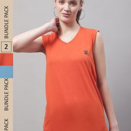 VIMAL JONNEY Pack Of 2 V-Neck Gym T-shirt-image-38