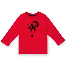 KAVEE Infant Boys Red Printed Biowashed Round Neck Pure Cotton T-shirt-picture-3