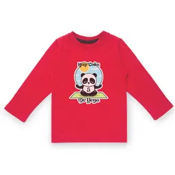 KAVEE Infant Boys Red Printed Biowashed Round Neck Pure Cotton T-shirt-picture-4