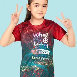 Naughty Ninos Girls Typography Printed Rapid-Dry Sports T-shirt-image-3