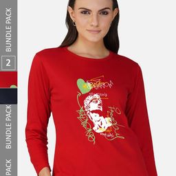 CHOZI Pack Of 2 Typographic Printed Long Sleeves Cotton T-shirt-image-56