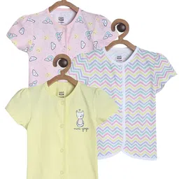 MINI KLUB Girls Pack of 3 Printed Round Neck Short Sleeves Cotton T-shirt-image-93