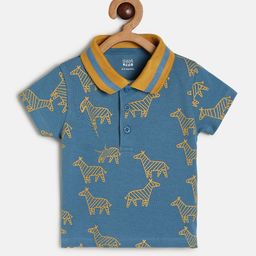 MINI KLUB Boys Graphic Printed Polo Collar Cotton T-shirt-image-55
