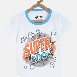3PIN Boys White Printed Applique T-shirt-image-73