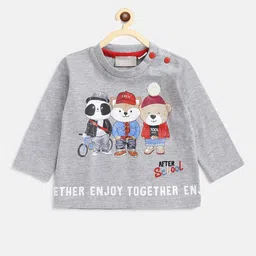 Chicco Boys Grey Melange Printed T-shirt-3