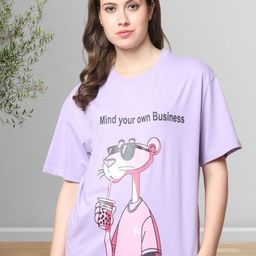 Metronaut Women Fusion Graphic Printed Round Neck Cotton Relaxed Fit T-shirt-image-22