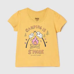 max Infants Girls Graphic Printed Pure Cotton T-shirt-62