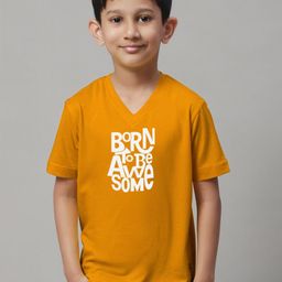 Friskers Boys Typography Printed V-Neck Skin Friendly Bio-Wash Pure Cotton T-Shirt-image-51