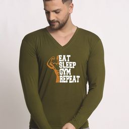 Friskers Typography Printed V-Neck Cotton T-shirt-image-26