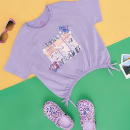 Pantaloons Junior Girls Graphic Printed Pure Cotton T-shirt-image-82