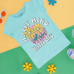 Pantaloons Junior Girls Typography Printed Cap Sleeves T-shirt-image-47