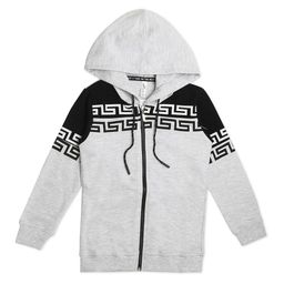 earth conscious Boys Geometric Printed Hooded Front-Open Sweatshirt-image-42