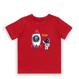 KAVEE Boys Red Printed Pure Cotton Bio Finish T-shirt-12
