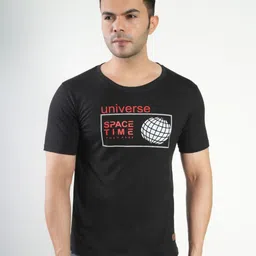 Polo Plus Men Typography Printed Bio Finish Applique T-shirt-image-5