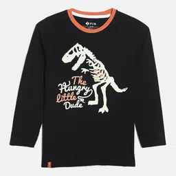 3PIN Boys Black Printed Applique T-shirt-image-81
