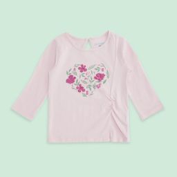 Pantaloons Baby Girls Pink Floral Printed Applique T-shirt-35