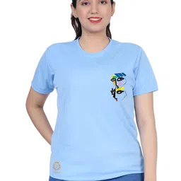 TAJNAN Women Polo Collar Applique T-shirt-image-75