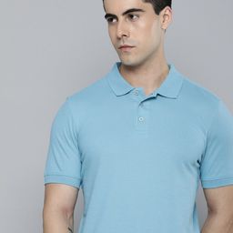 Mast & Harbour Blue Polo Collar Cotton T-shirt-image-91