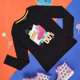 Pantaloons Junior Girls Graphic Printed Long Sleeves Casual Cotton T-shirt-image-99