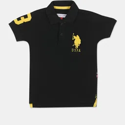 U S Polo Assn Boys Black Polo Collar T-shirt-image-86