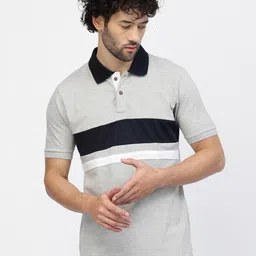 Kalt Striped Polo Collar T-shirt-image-16