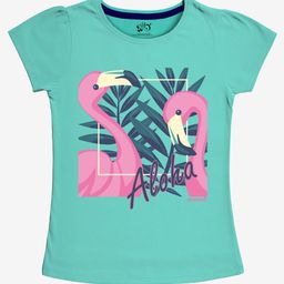 x2o Girls Green & Pink Printed T-shirt-image-51