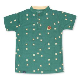 earth conscious Boys Olive Green Printed Henley Neck Applique T-shirt-image-86
