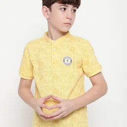 Octave Boys Mandarin Collar Floral Printed T-shirt-image-28