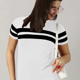 AUSK Striped Polo Collar Short Sleeve T-Shirt-image-20