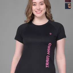 Dollar Women Pack of 3 Typography Placement Print Microfiber Anti Bacterial Sports Tshirts-image-94