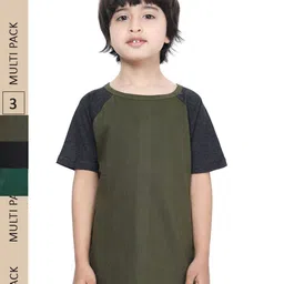 IndiWeaves Boys Pack Of 3 Raglan Sleeves Pure Cotton T-shirt-image-27