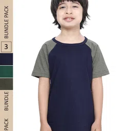 IndiWeaves Boys Pack Of 3 Raglan Sleeves Pure Cotton T-shirt-image-15