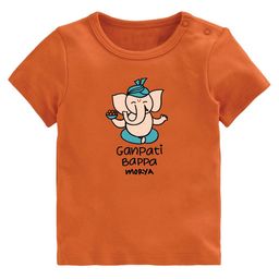 Zeezeezoo Kids Ganpati Bappa Morya Orange Printed T-shirt-image-5