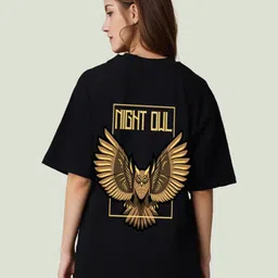 Slenor Graphic Printed Round Neck Short Drop-Shoulder Sleeves Cotton Oversized T-shirt-picture-25