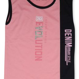 earth conscious Boys Pink & Black Typography Printed T-shirt-image-68