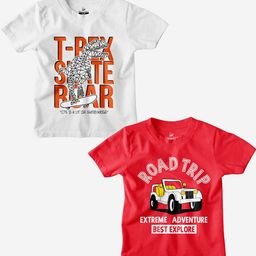 HARCONY Boys Pack Of 2 Typography Printed Pure Cotton T-shirt-image-76