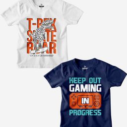 HARCONY Boys Pack Of 2 Typography Printed Pure Cotton T-shirt-image-18