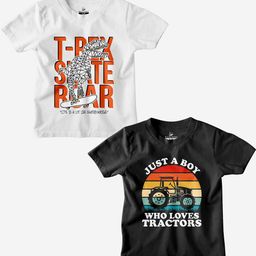 HARCONY Boys Pack Of 2 Typography Printed Pure Cotton T-shirt-image-74
