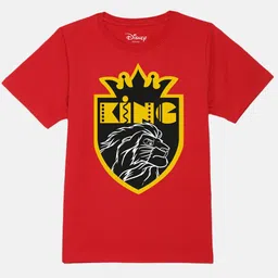 YK Disney Boys Regular Fit Lion King Printed Pure Cotton Applique T-shirt-image-20
