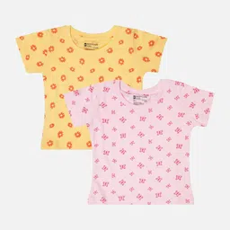 Bodycare Infant Girls Pack of 2 Printed Cotton T-shirts-image-58