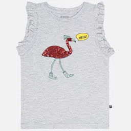 Bodycare Girls Graphic Printed Sleeveless Sequined Cotton T-shirt-image-23