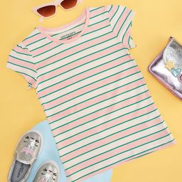 Pantaloons Junior Girls Round Neck Striped Cotton T-shirt-image-54