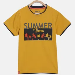 3PIN Boys Mustard Yellow Printed Applique T-shirt-image-15
