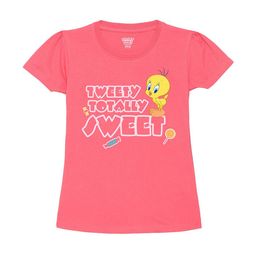 Wear Your Mind Girls Tweety Typography Printed Knitted Pure Cotton T-Shirt-picture-2