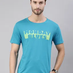 Joven Men Blue Printed Pure Cotton T-Shirt-image-54