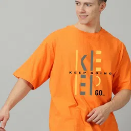 SLOWLORIS Men Typography Printed Applique T-shirt-image-42