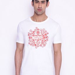 Marvel by Wear Your Mind Men White Red Marvel Printed Pure Cotton T-shirt-16