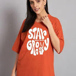 Imsa Moda Typography Printed Drop-Shoulder Sleeves Cotton T-shirt-image-74