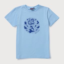 Gini and Jony Boys Blue Printed Cotton T-shirt-17